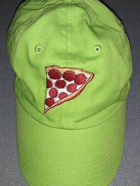 Pizza Slice Baseball Cap / Hat - Cotton Adjustable - Lime Green